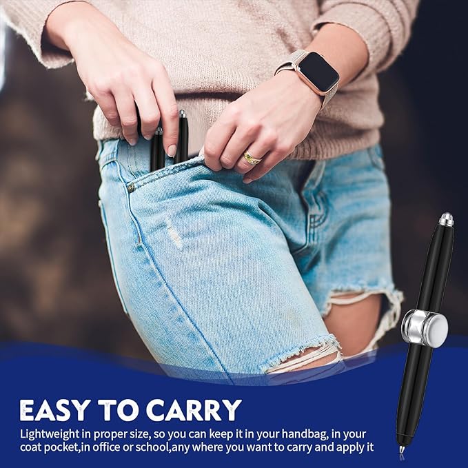 Chinco 2 Pieces Fidget Spinning Pen with LED Light Multi Functional Help Thinking Ballpoint Gift Pen for Adults Students Teenage(Black)