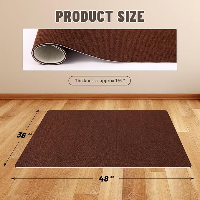 Office Chair Mat - for Hardwood Floors, Large Non-Slip Easy-Clean Floor Protection Blanket (Yellow-Brown, “48 x 36in”).