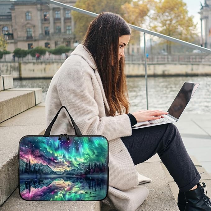 Universal Laptop Sleeve Tablet Case 12 inch, Aurora Landscape Slim Carrying Case Durable Handbag Travel Laptop Bag for Surface Pro 9 8 7/Laptop Go 2 3, MacBook Air 11/12