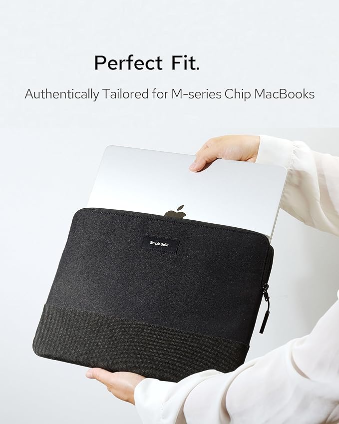 Slim Laptop Sleeve with a Back Zipper Pocket Designed for M1/M2/M3 MacBook Pro/Air (Black Beauty, for 15.3-inch MacBook Air (M2/M3))