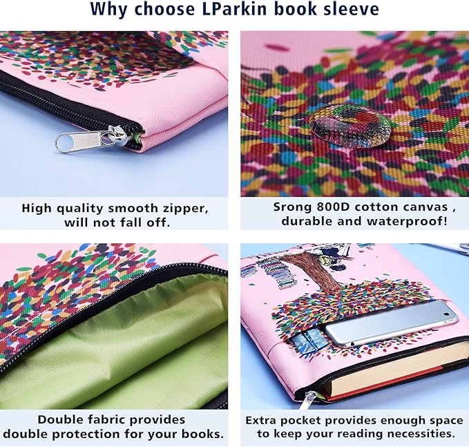 Book Sleeve for Book Lovers, Bookish Book Protector, Book Covers for Paperbacks, Washable Fabric, Book Sleeves with Zipper, Medium 11 Inch X 8.7 Inch