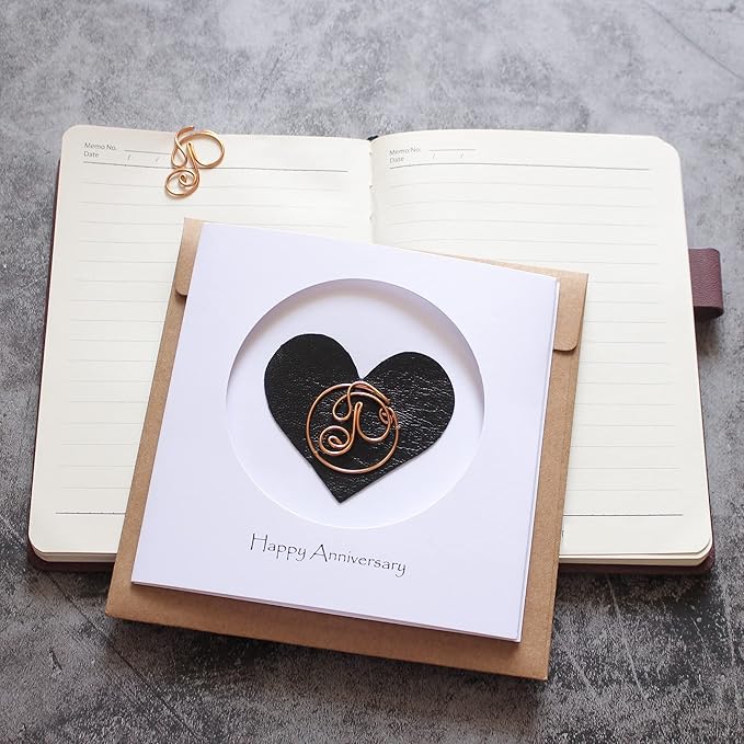 Personalized Initial Copper Card, Copper Initial, Anniversary Card for Her, Couple, Gift for Her (P)