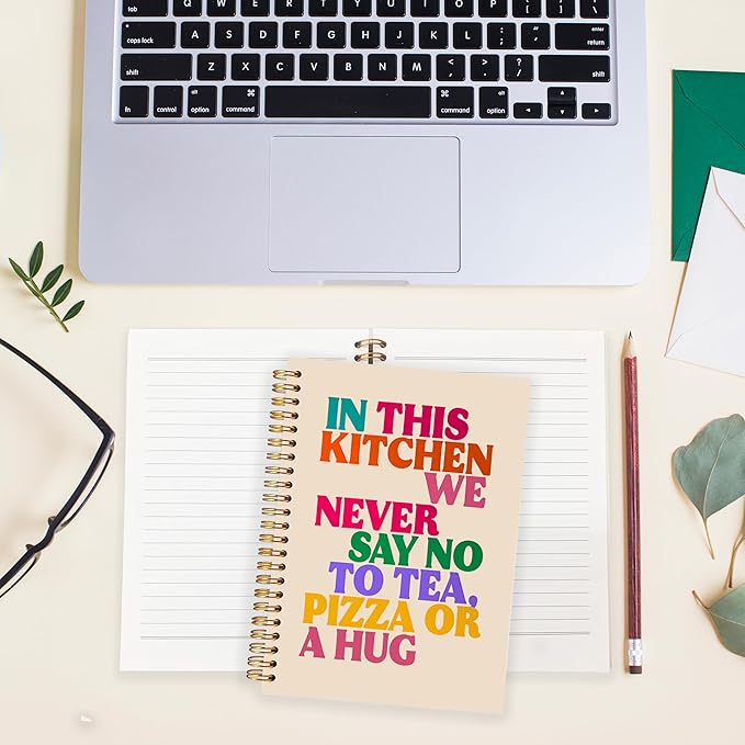 BearCake in This Kitchen We Never Say No to Tea Funny Notebook Journal, Chef Notebook, Gifts for Chefs, Cooking Notebook, Notebooks for Work Note Taking, Hardcover Spiral Notebook 5.5x8.3