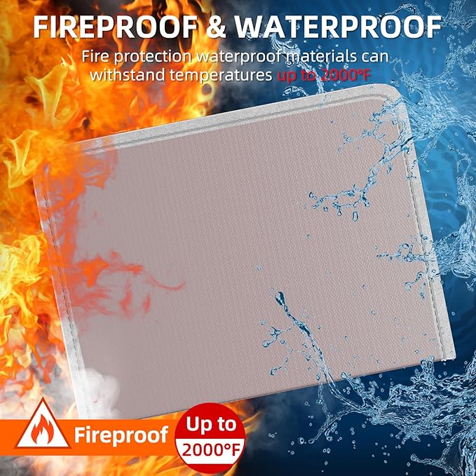 Fireproof Accordion File Organizer, Portable Expanding File Folder with Waterproof Zipper&Labels, Gray Document Organizer with 13 Pockets, File Organizer for Important Document/Paper Storage