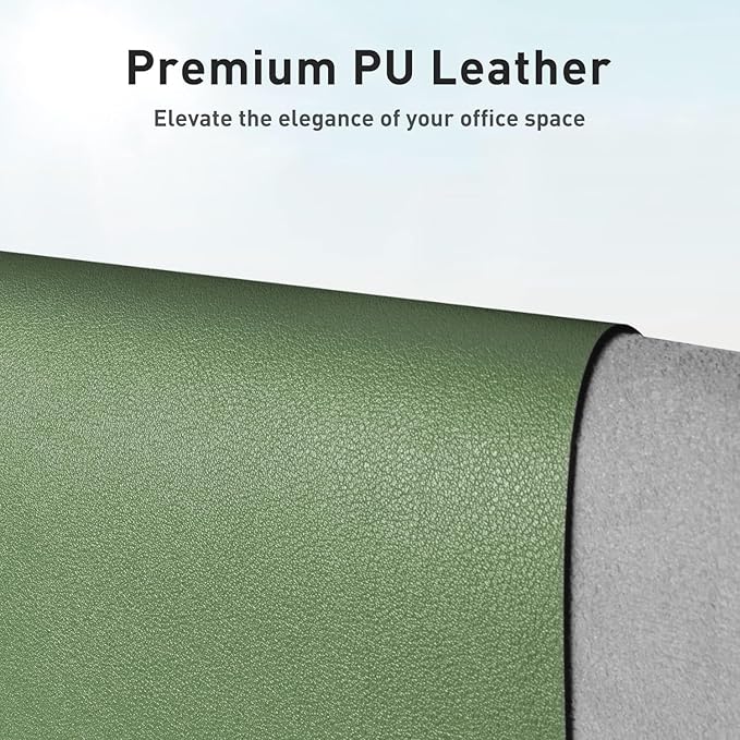 Aothia Leather Desk Pad Protector, Mouse Pad, Office Desk Mat, Non-Slip PU Leather Desk Blotter, Laptop Desk Pad, Waterproof Desk Writing Pad for Office and Home (31.5" x 15.7",Olive Green)