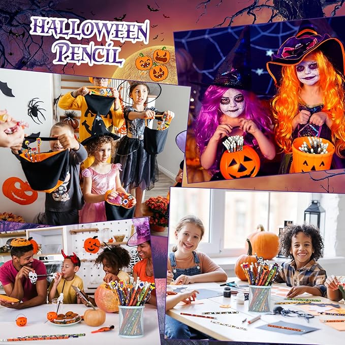 Ireer 60 Pcs Scented Pencils for Kids Animal Fruit Fun Smelly Pencils Bulk HB Graphite with 60 Pcs Cute Cartoon Toppers Gift for School Office Classroom Party Reward Supplies(Pumpkin)