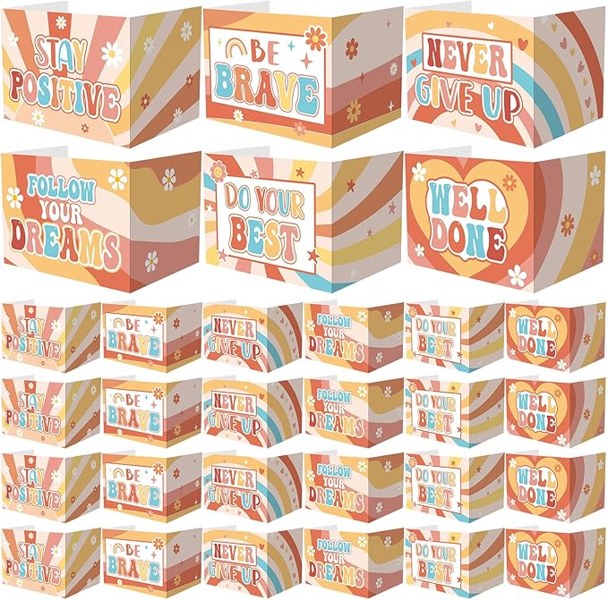 Honoson 24 Pcs Bulk Inspirational Privacy Folders for Students Cardboard Test Privacy Boards Motivational Words Desk Dividers Shield for Classroom School Study Supplies, 6 Styles(Groovy)