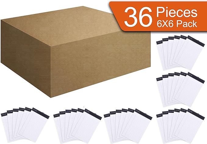 Mintra Office Legal Pads, ((xBasic, 5in x 8in, Narrow (White), 36pk (6-6pks)), Narrow Ruled, 50 Sheets per Notepad, Micro perforated Writing Pad, Notebook Paper for School, College, Office, Work