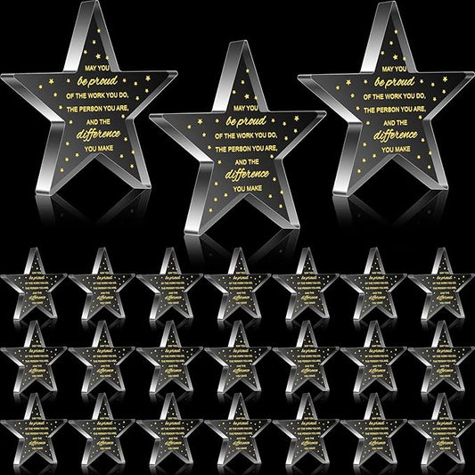 24 Pcs Employee Appreciation Awards for Coworker Acrylic Thank You Gifts Trophy Be Proud of The Work You Do Prizes for Colleague Retirement Farewell Motivational Gift (Pentagram)