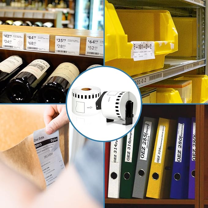 COLORWING DK-2205 Continuous Paper Labels Replacement for Brother DK2205 2.4" x 100Ft(62mm x 30.48m) Shipping Address Labels, for QL-800, 810W, 820NWB, 1110NWB, 8 Rolls with 1 Frame