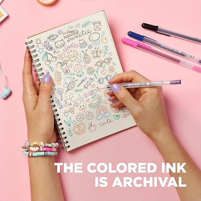 SAKURA Gelly Roll Gel Pens - Fine Point Ink Pen for Journaling, Art, or Drawing - Assorted Colored Ink - 5 Pack