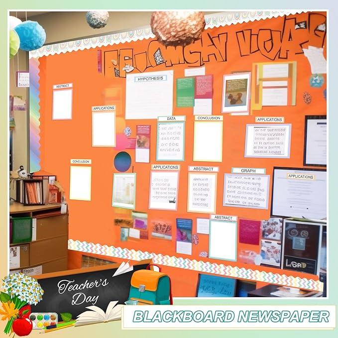 90 Pcs Science Fair Board Supplies 60 Trim Scalloped Bulletin Board Borders 24 Presentation Board Subtitles 6 Science Fair Titles for Classroom Display Boards (Pastel)