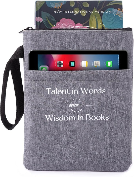 Book Sleeve for Book Lovers - Book Covers with Zipper Pockets - Canvas Book Protector for Paperbacks, Softcover - Washablle Book Pouch - Book Carrying Case - Book Carrier- Book Gift