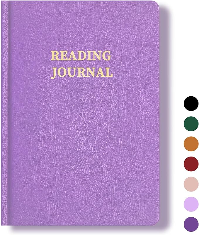 Reading Journal Book Lovers Gifts Book Journal Hardcover Leather For Readers Review and Track Your Reading with 65 Book Reviews, 5.8”x8.3”,LightPurple