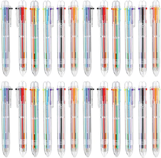 Easter Basket Stuffers 24 PCS Ballpoint Pens for School 6-in-1 Colored Pens Ballpoint Party Favors Office Supplies Multicolor Pens Back to School Gifts for Kid Students Son Daughter Classroom Birthday
