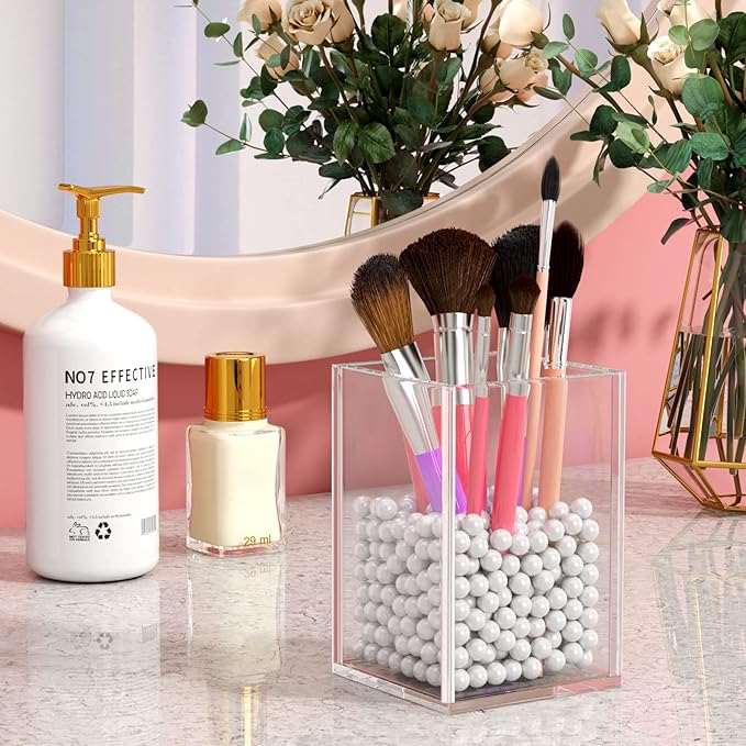 NIUBEE Acrylic Pen Holder 4 Pack,Clear Desktop Pencil Cup Stationery Organizer for Office Desk Accessory