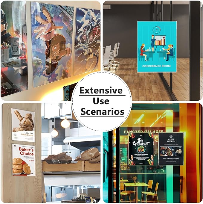 MaxGear 11x17 Acrylic Sign Holder Wall Mount Sign Holder with Double-Sided Tape Clear Plastic Flyer Holder Acrylic Picture Frame Paper Poster Document Holder for Home Office Restaurant,3 Pack