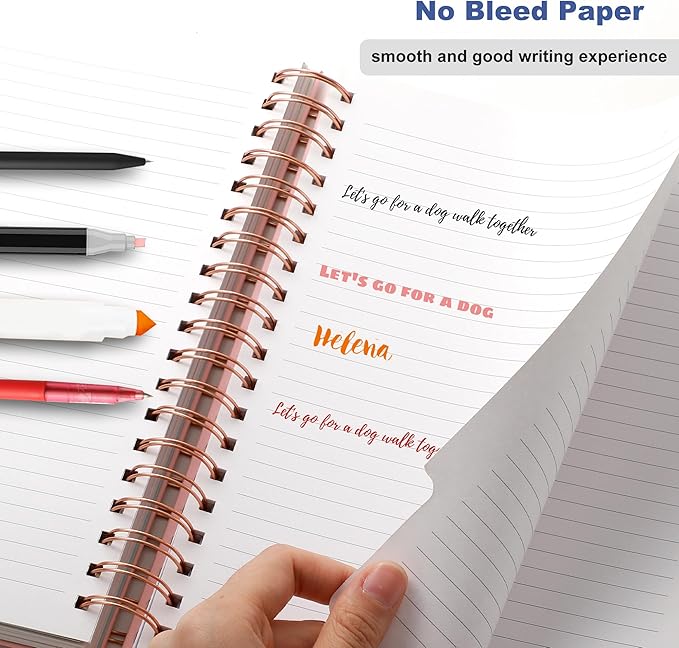 Hardcover Spiral Notebook with Tabs 5.5"x7.5" Small Spiral Lined Journals for Women with Dividers 220 Pages College Ruled Composition Notebook 5 Subject Notebook for Work, Back to School, Gifts, Black