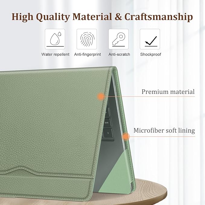 Fintie Sleeve Case for 12.4 Inch Microsoft Surface Laptop Go 3/2/1 (Model: 2013/1943), Premium PU Leather Protective Folio Book Cover with Large Pocket (Sage)