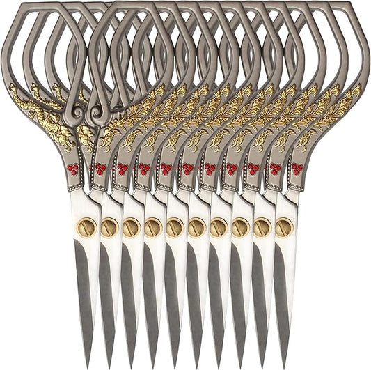 JubileeYarn Gold Dragon Relief w/Red Crystals Embroidery Craft Scissors - Silver - 10 Scissors