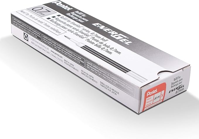 Pentel Refill Ink - For EnerGel Gel Pen, 0.7mm Metal Tip, Medium, Coral Pink Ink, 12 pack (LR7-P3)