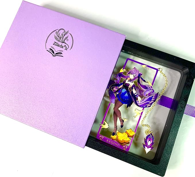 Metal Bookmarks - Genshin Impact KeQing Bookmarks with 3D Display Box - Perfect Birthday Gifts for Book Lovers