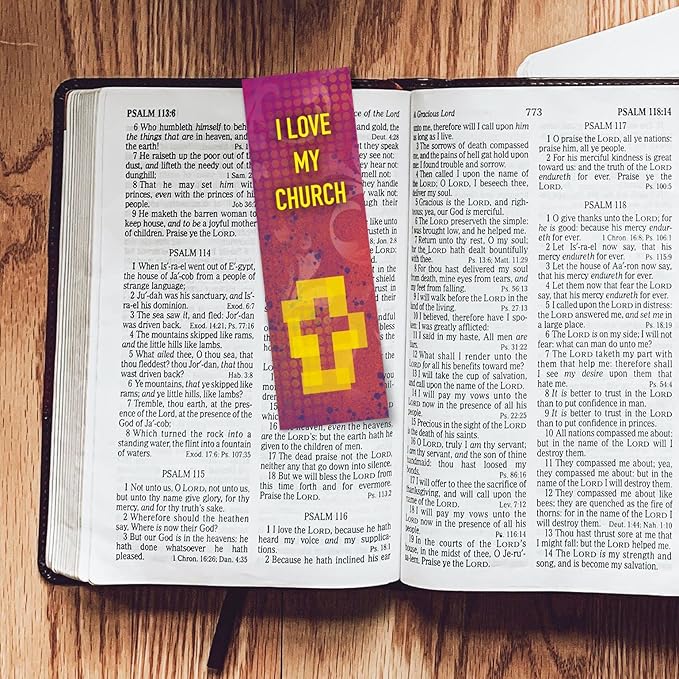 I Love My Church, Bulk Pack of 25 Christian Bookmarks for Kids, Childrens Faith Book Markers, Sunday School Prizes, Religious Gifts for Kids & Youth