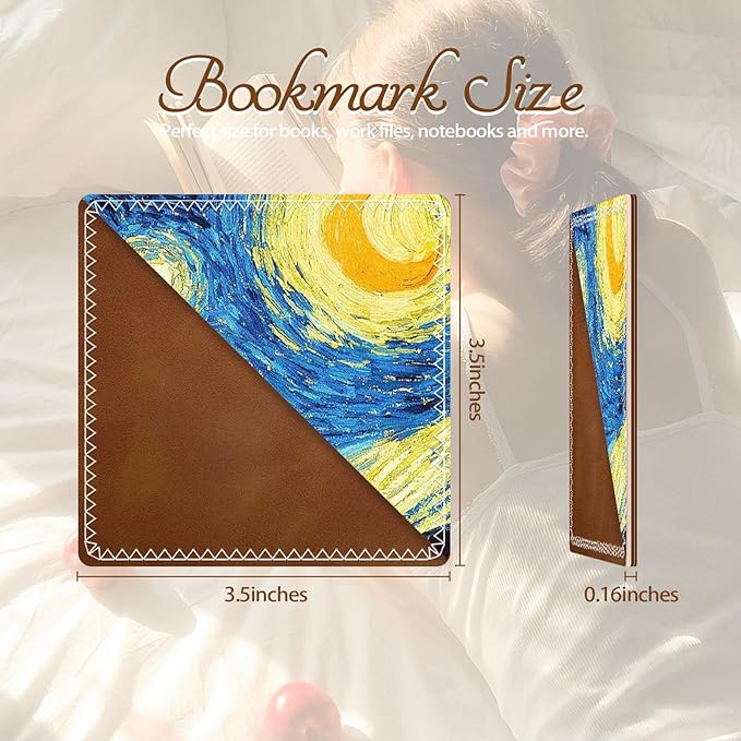 Personalized Leather Bookmarks, Fun & Cute Book Accessories for Reading Lovers, Unbreakable Page Markers for Women Men Girls Boys Student Teacher Kids Retirement Birthday Gifts (Starry Sky)