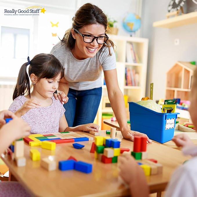 Really Good Stuff-163319 Durable Magazine, Book, Folder, File and Binder Holders – Ideal for Narrow or Vertical Storage Needs– Instantly Color Code Home Classroom –Assorted Primary Colors(Set of 6)