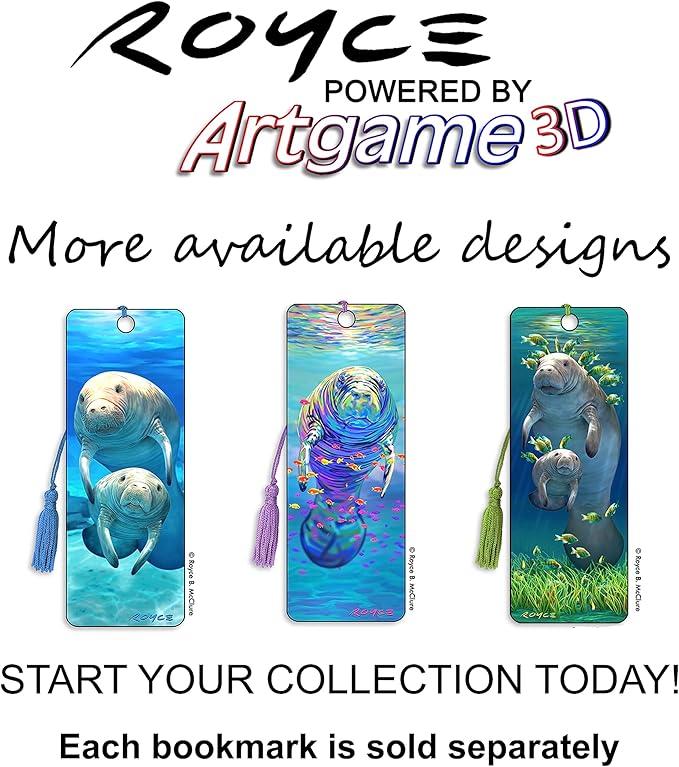 3D Bookmarks Featuring The Artwork of Royce B Mcclure (Blue Manatees)