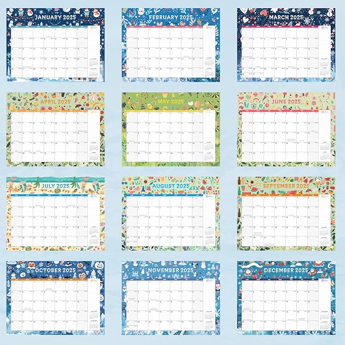 Gannyfer Large Desk Calendar 2025-2026 - 18 months from Jan 2025 to Jun 2026, 22" x 17" Desktop/Wall Pad Calendar with to-do List, Thick Paper with Plastic Cover, Large Ruled Blocks - Snow (2 Binder Clips Included)