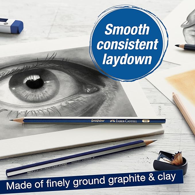 Faber-Castell Graphite Pencils Drawing Set: 12 Art Pencils for Sketching (4H, 3H, 2H, H, F, HB, B, 2B, 3B, 4B, 5B, and 6B), Shading Pencils for Drawing and Sketching, Graphite Drawing Kit, FC900012