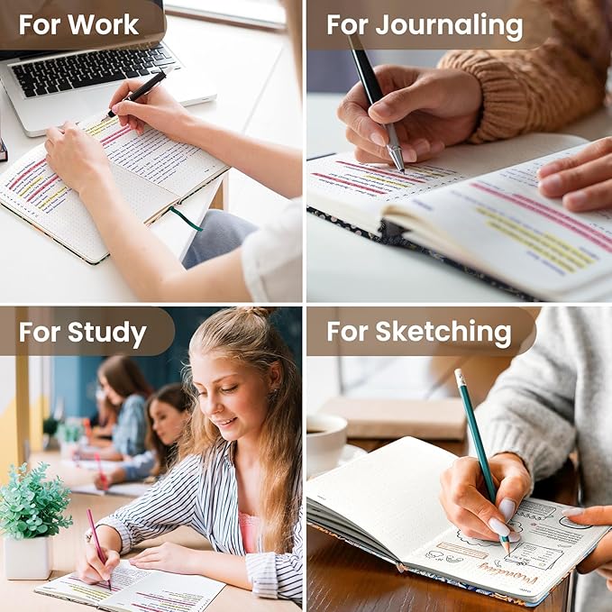 Bullet Dotted Journal Notebook for Women & Men, Hardcover Leather Journal for Writing, A5 Bullet Journaling Notebook for Work & Sketching, Perfect for Office School Home Supplies, 160 Pages, Magical Forest