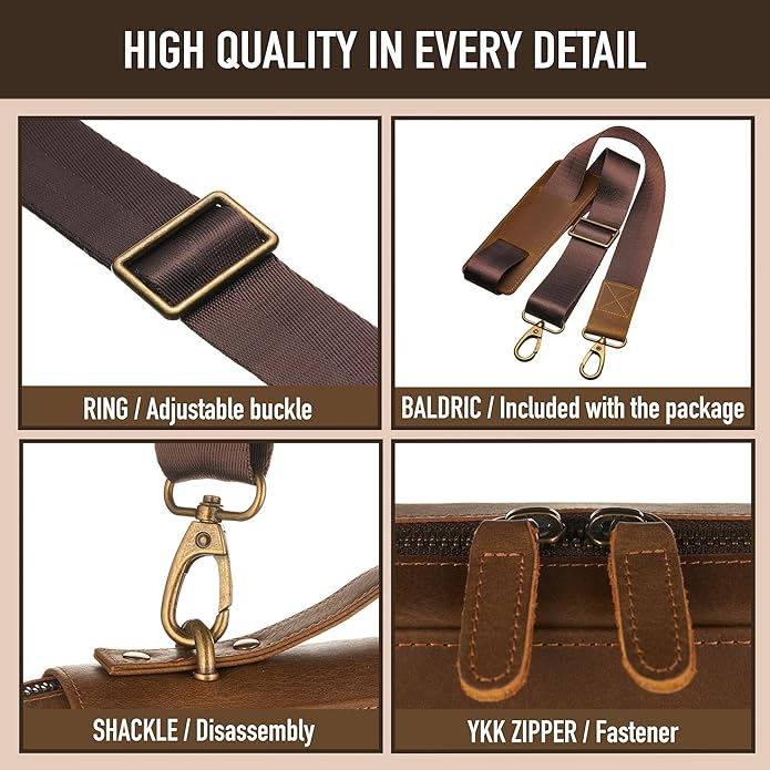 Awesometik Leather Organizer,Mac Bag Genuine Full Grain Leather,Crazy Horse Leather Portfolio Bag,Bag with Multiple Slots