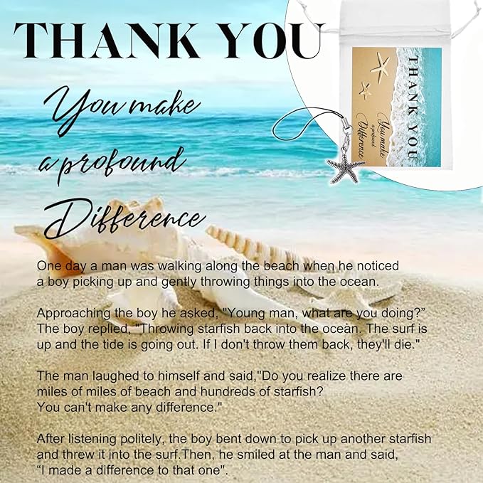 Employee Appreciation Gifts Bulk 30 Starfish Story Card Thank You Gifts for Coworkers You Make a Profound Difference Notecards Teacher Volunteer Nurse Appreciation Gift(Silver)