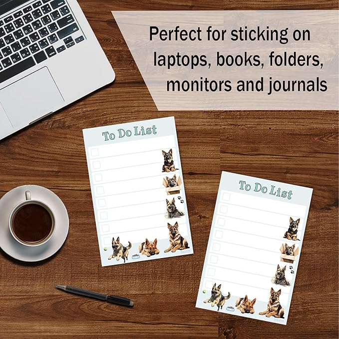 German Shepherd Sticky Notepad to Do List | Kawaii Dog Lover Gifts for Women | Office School Supply Sticky Notes 4"x6" 50 Pages