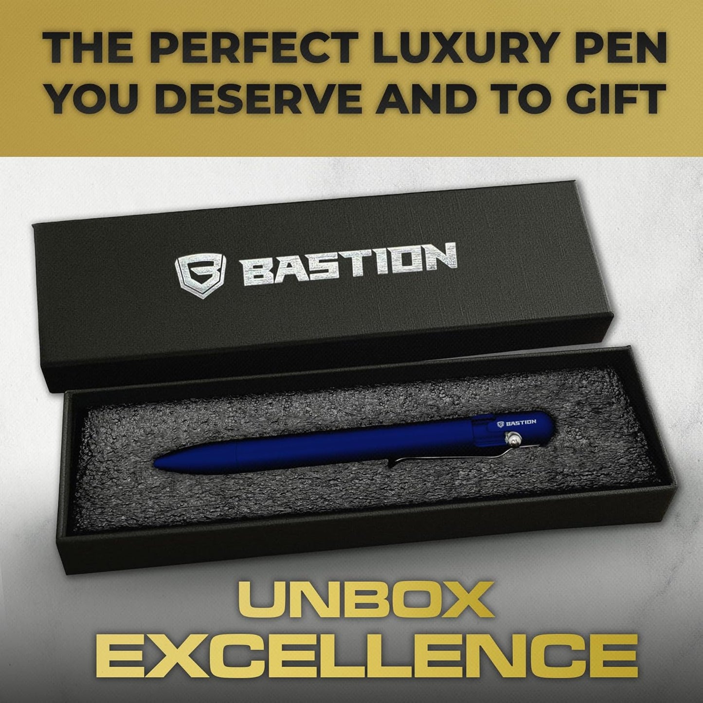 BASTION® Luxury Bolt Action Pen, Durable Professional Ballpoint Pen with Fine Tip, EDC Pen, Ink Refillable Pen for Birthday Gift, Travel Pen for School and Work