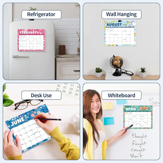 SUNEE 2025 Magnetic Calendar for Refrigerator from Now to December 2026 Wall Calendar, Fridge Calendar 2 Year Planner with Magnet for Monthly Program, 8"x10" Tearable Paper Calendar, Seasonal Color