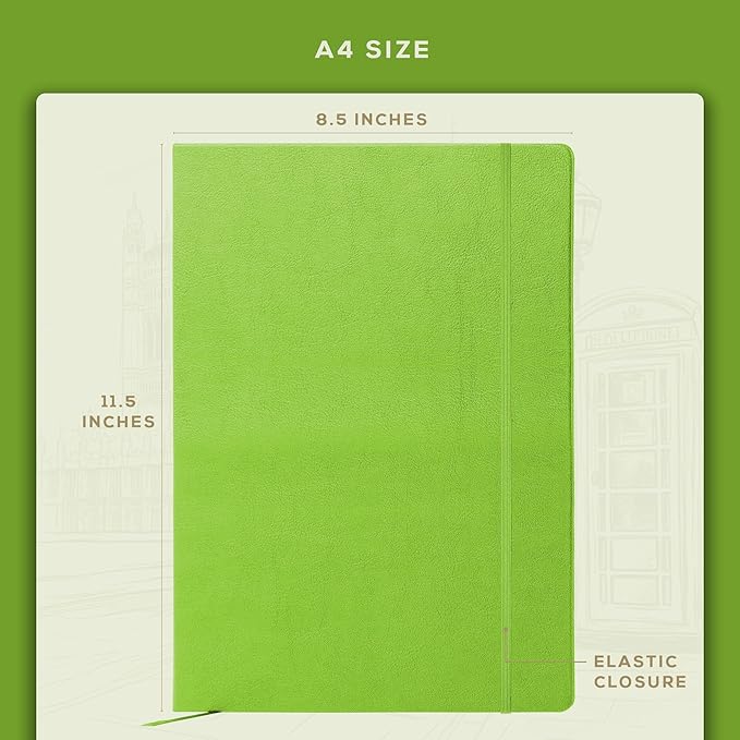 BEECHMORE BOOKS Lined Journal Notebook, 8.5 x 11.5 inch, A4 160 Lined Pages, Hardcover Leather Journals for Women, Men, Writing and Notebooks for Work - 120 GSM Thick Paper, Gifts Box Included