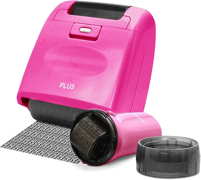 Guard Your ID Security Stamp Pink Wide Roller 2 Piece Kit Blockout Address Cover Faster Alternative to Shredder