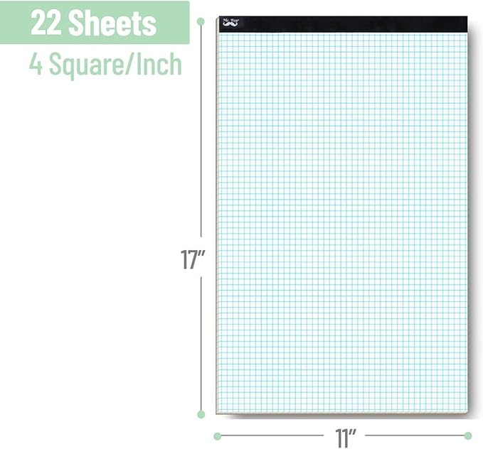 Mr. Pen Graph Paper, Grid Paper, 4x4 (4 Squares per inch), 17"x11", 22 Sheet