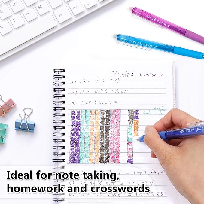 Vanstek 26 Colors Erasable Gel Pens, Retractable Erasable Pens Clicker, Fine Point(0.7), Make Mistakes Disappear, Premium Comfort Grip for Drawing Writing Planner and School Supplies