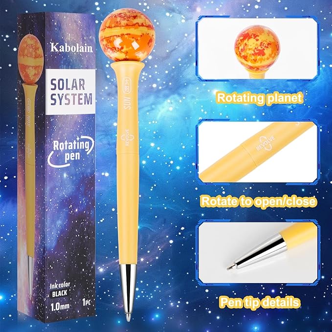 Rotating Gel Ink Rollerball Sun Pen, 1.0mm Black Nib, Students Decompress the Rotary Pen,with Quick-Drying Ink Suitable for Schools, Offices