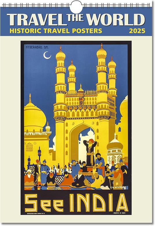 Travel the World Oversize Wall Calendar 2025, 13.38'' x 19'' Spiral Bound with Hanger