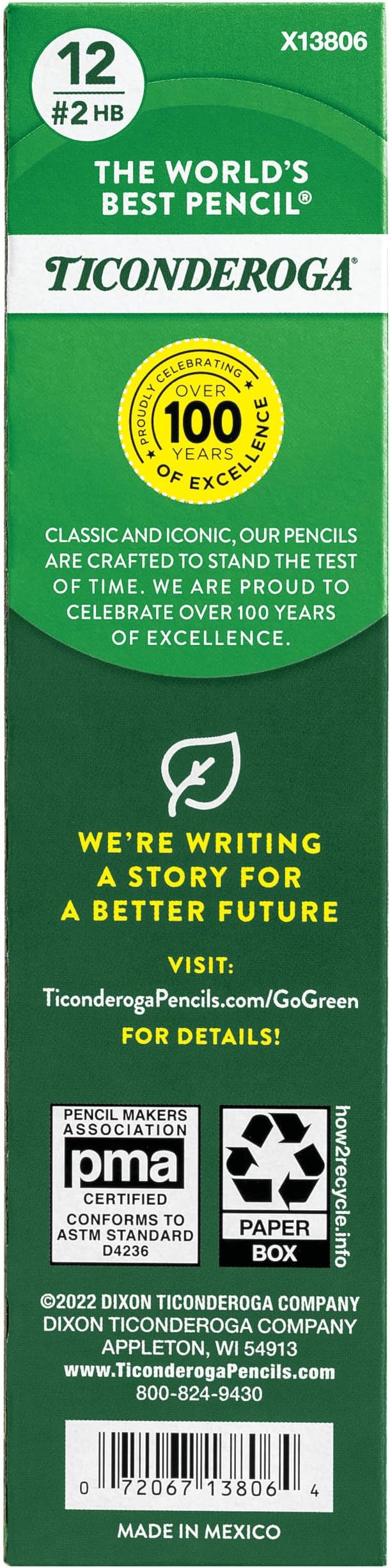 Ticonderoga Wood-Cased Pencils, Pre-Sharpened, 2 HB Soft, Yellow, 12 Count