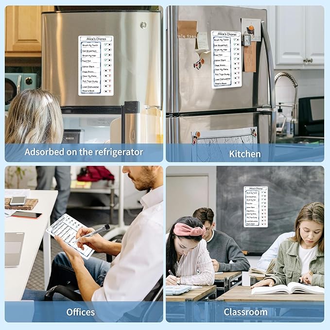 2 Pcs Chore Chart for Kids: Dry Erase My Chores Slider Chart, Magnetic Visual Schedule for Fridge, Kids Daily Checklist - ADHD Tools: to Do List and Routine Chart for Multiple Kids