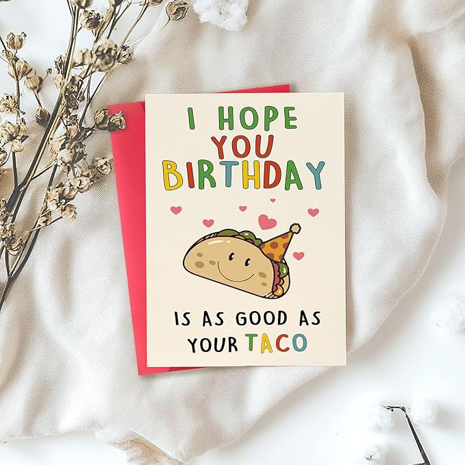 Funny Birthday Card for Men, Happy Birthday Gift for Husband, Boyfriend, Him, Humor Taco Bday Decorations Ideas