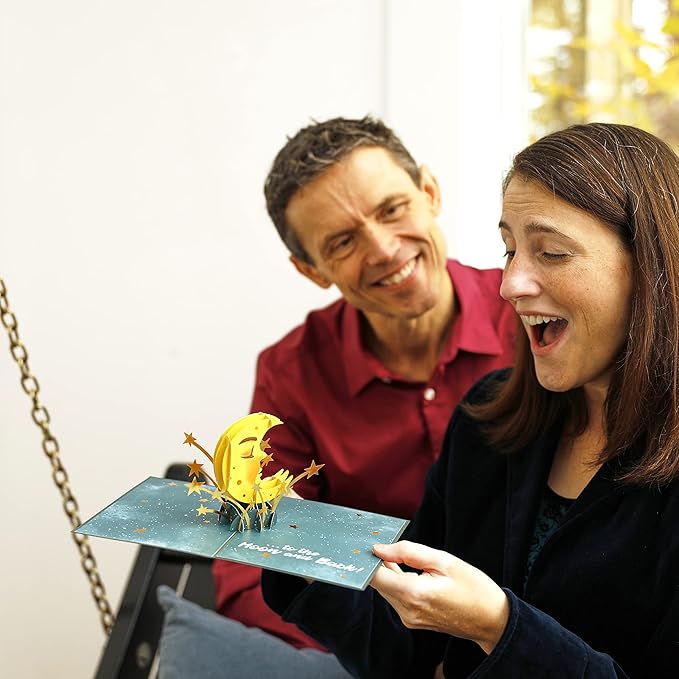 Lovepop Everyday Pop-Up Card for Her, Him, Girls, Boys - 3D Love Greeting Cards - Love You to the Moon - 5" x 7" - Blank Note Card & Envelope Included