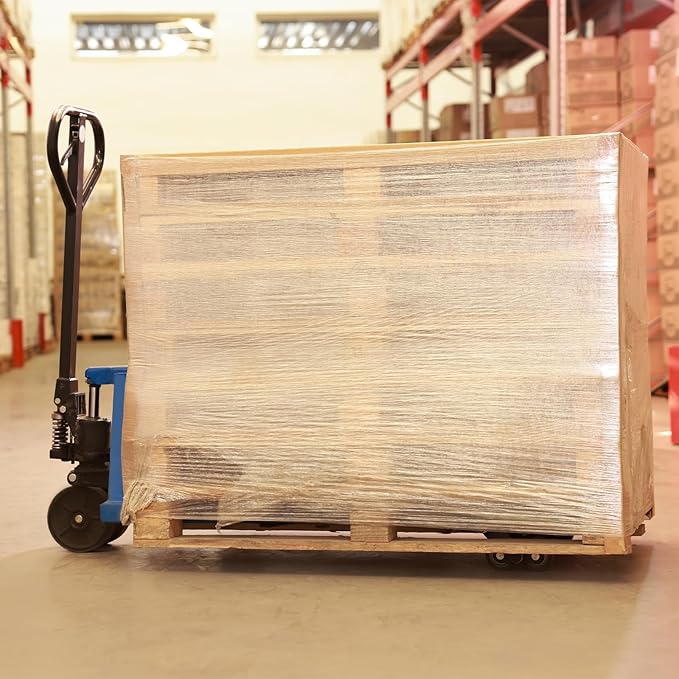 PATIKIL 5" x 1000 Feet Stretch Wrap Roll, 4 Pack 60 Gauge/15 mic Thick Shrink Stretch Film Industrial Clear Plastic Wrap with Handle for Box Packing Shipping Moving