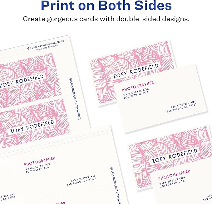 Avery Clean Edge Printable Business Cards with Sure Feed Technology, 2" x 3.5", White, 200 Blank Cards for Laser Printers (5871)